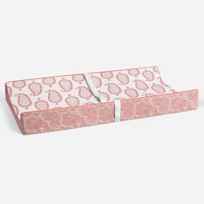 Bacati - Sophia Paisley Aqua/Coral Paisley Changing Pad Cover 5 Bacati - Sophia Paisley Aqua/Coral Paisley Changing Pad Cover - Image 3