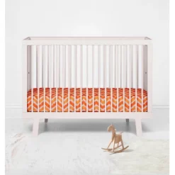 Bacati - Chevron Ikat Orange 100 Percent Cotton Universal Baby US Standard Crib Or Toddler Bed Fitted Sheet -Baby Furniture Store GUEST 021efe72 99c4 4c38 bdbc e53c823b6b4c