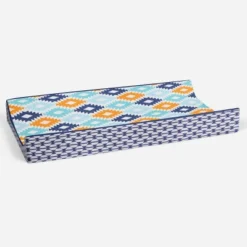 Bacati - Liam Printed Kilim Aqua/Orange/Navy Quilted Changing Pad Cover -Baby Furniture Store GUEST 0624b00f 24c4 46f3 93f0 a7ad7499dcdd