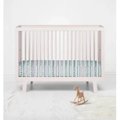 Bacati - Garland Mint Navy 100 Percent Cotton Universal Baby US Standard Crib Or Toddler Bed Fitted Sheet -Baby Furniture Store GUEST 064b441d 3537 4f3c 892d 6083e6b8cef0