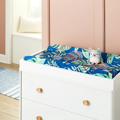 Plush Changing Pad Cover Botanical Print - Cream/Blue/Green - Cloud Island™ 3 Plush Changing Pad Cover Botanical Print - Cream/Blue/Green - Cloud Island™