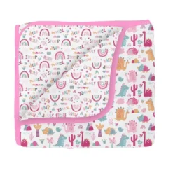 Bacati - Little Dino Girls Fuchsia/Aqua Muslin 6 Pc Crib Bedding Set With Crib Musical Mobile -Baby Furniture Store GUEST 08acb564 479e 4ab9 8b8c b85158925e14