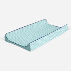 Bacati - Liam Aqua Triangles Quilted Muslin Changing Pad Cover -Baby Furniture Store GUEST 09f21f10 dfd3 477d 9d90 7b2df908888f