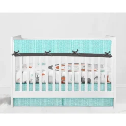 Bacati - Jungle Safari Aqua Orange Gray 10 Pc Crib Bedding Set With Long Rail Guard Cover -Baby Furniture Store GUEST 0c4119b6 0ed1 42c1 b2ab f0be5de44942