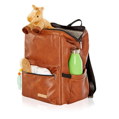 Hannah & Sophia Soho Large Traverse Baby Diaper Bag Backpack In Cognac, Water Resistant Changing Pad & Mini Mom Tote Included, Brown 8 Hannah & Sophia Soho Large Traverse Baby Diaper Bag Backpack In Cognac, Water Resistant Changing Pad & Mini Mom Tote Included, Brown - Image 6