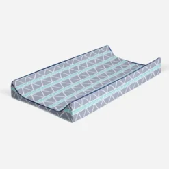 Bacati - Liam Aqua/Navy Large Triangles Quilted Muslin Changing Pad Cover -Baby Furniture Store GUEST 10980f06 f67b 4557 b260 770a69d49c6e