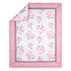 The Peanutshell Pink Floral Crib Bedding Set - 3pc