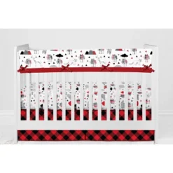 Bacati - Lumberjack Red Black Gray 10 Pc Crib Bedding Set With Long Rail Guard Cover -Baby Furniture Store GUEST 2a259fbc a54a 42c4 b950 d7234afb8af5