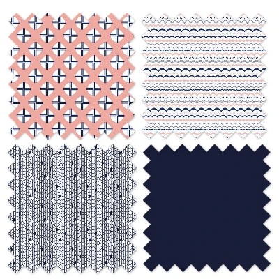 Bacati - Olivia Printed Dot/Cross Coral/Navy Quilted Changing Pad Cover 10 Bacati - Olivia Printed Dot/Cross Coral/Navy Quilted Changing Pad Cover - Image 8
