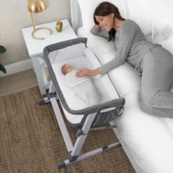 Simmons Kids' Dream Bedside Baby Bassinet Sleeper With Breathable Mesh And Adjustable Heights - Lightweight Portable Crib - Gray -Baby Furniture Store GUEST 2b7b03f5 d32e 43f4 a8b4 49d6bd8a53a7