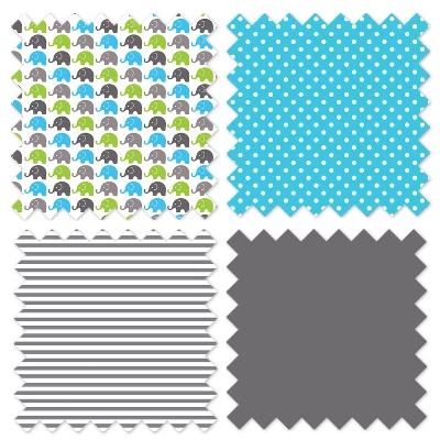 Bacati - Elephants Aqua/Lime/Gray 3 Pc Crib Bedding Set 8 Bacati - Elephants Aqua/Lime/Gray 3 Pc Crib Bedding Set - Image 6
