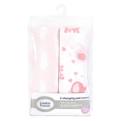 Luvable Friends Infant Girl Fitted Changing Pad Cover, Girl Basic Elephant, One Size 3 Luvable Friends Infant Girl Fitted Changing Pad Cover, Girl Basic Elephant, One Size