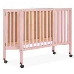 Dream On Me Quinn Full-Size Folding Crib I Removable Wheels I Modern Nursey I Adjustable Mattress Support I Patent Folding System In Blush Pink -Baby Furniture Store GUEST 3198b4b0 a5e2 415d 97e3 5f3997c5db63