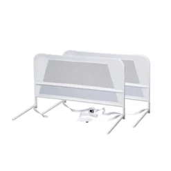 KidCo Mesh And Steel Double Pack Telescopic Child Bed Rail Guard, White (2 Sets)