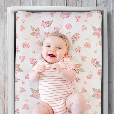 The Peanutshell Floral Changing Pad Covers For Girls, 3-Pack 4 The Peanutshell Floral Changing Pad Covers For Girls, 3-Pack - Image 2