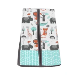 Bacati - Jungle Safari Aqua Orange Gray 4 Pc Cotton Crib Bedding Set With Diaper Caddy -Baby Furniture Store GUEST 38724ad0 6212 4d26 ba19 4f7d152df5d5