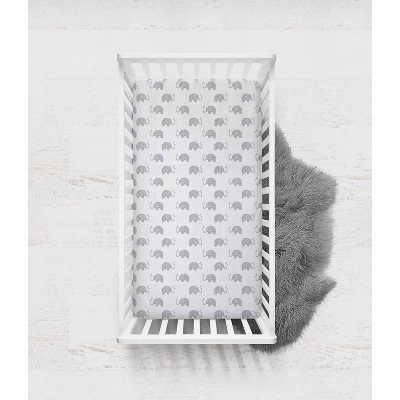 Bacati - Elephants Gray Muslin 100 Percent Cotton Universal Baby US Standard Crib Or Toddler Bed Fitted Sheet 4 Bacati - Elephants Gray Muslin 100 Percent Cotton Universal Baby US Standard Crib Or Toddler Bed Fitted Sheet - Image 2