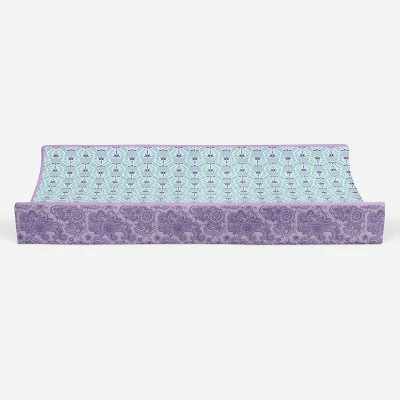 Bacati - Isabella Paisley Aqua/Lilac/Purple Floret Changing Pad Cover 6 Bacati - Isabella Paisley Aqua/Lilac/Purple Floret Changing Pad Cover - Image 4