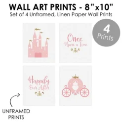Big Dot Of Happiness Little Princess Crown - Unframed Pink & Gold Castle Nursery And Kids Room Linen Paper Wall Art - Set Of 4 Artisms - 8 X 10 Inches -Baby Furniture Store GUEST 3de4c378 9099 419a 8539 02f9e89161d6