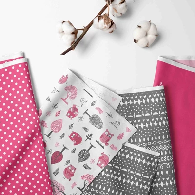 Bacati - Owls In The Woods Pink Fuschia Gray 10 Pc Crib Bedding Set With 2 Crib Fitted Sheets 3 Bacati - Owls In The Woods Pink Fuschia Gray 10 Pc Crib Bedding Set With 2 Crib Fitted Sheets