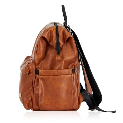 Hannah & Sophia Soho Large Traverse Baby Diaper Bag Backpack In Cognac, Water Resistant Changing Pad & Mini Mom Tote Included, Brown 5 Hannah & Sophia Soho Large Traverse Baby Diaper Bag Backpack In Cognac, Water Resistant Changing Pad & Mini Mom Tote Included, Brown - Image 3