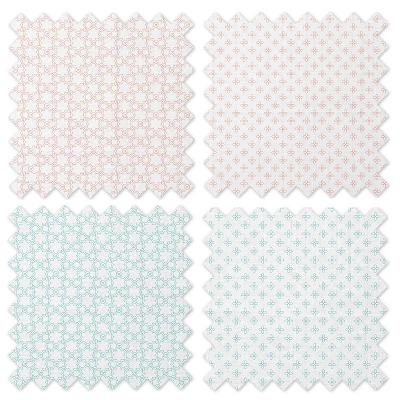 Bacati - Petals/Floral Muslin Swaddling Blankets Set Of 4 Aqua/Coral 6 Bacati - Petals/Floral Muslin Swaddling Blankets Set Of 4 Aqua/Coral - Image 4