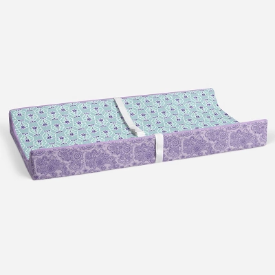 Bacati - Isabella Paisley Aqua/Lilac/Purple Floret Changing Pad Cover 5 Bacati - Isabella Paisley Aqua/Lilac/Purple Floret Changing Pad Cover - Image 3