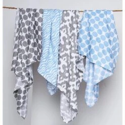 Bacati - Ikat Blue/Gray Swaddling Muslin Blankets Set Of 4 -Baby Furniture Store GUEST 475dba00 0b5f 4dd9 9d7f 08b83e8c198e