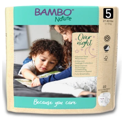 Bambo Nature Overnight Diapers, Disposable, Eco-Friendly, Size 5 7 Bambo Nature Overnight Diapers, Disposable, Eco-Friendly, Size 5 - Image 5