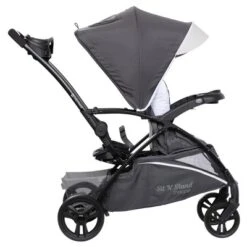 Baby Trend Sit N' Stand 5-in-1 Collapsible Shopper Stroller With Canopy, Visor, Extendable Storage Basket, Phone Tray, And 2 Cup Holders, Magnolia