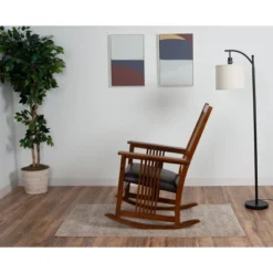 Gift Mark Mission Style Adult Rocking Chair With Brown Faux Leather Seat -Baby Furniture Store GUEST 4c95303f 9243 4563 9586 8f363de850a2