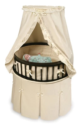 Badger Basket Elite Oval Baby Bassinet With Canopy - Espresso/Ecru 3 Badger Basket Elite Oval Baby Bassinet With Canopy - Espresso/Ecru