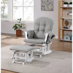 Suite Bebe Mason Glider & Ottoman - White/Oyster