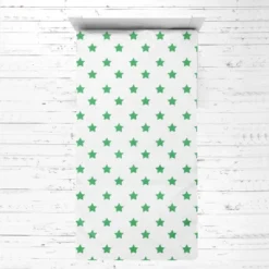 Bacati - Stars Green Muslin 3 Pc Toddler Bed Sheet Set 100 Percent Cotton
