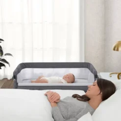 Simmons Kids' Dream Bedside Baby Bassinet Sleeper With Breathable Mesh And Adjustable Heights - Lightweight Portable Crib - Gray -Baby Furniture Store GUEST 52029920 6a4a 435f bc45 2ce47427131d
