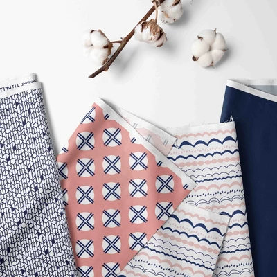 Bacati - Olivia Coral Navy 10 Pc Girls Crib Bedding Set With 2 Crib Fitted Sheets 3 Bacati - Olivia Coral Navy 10 Pc Girls Crib Bedding Set With 2 Crib Fitted Sheets