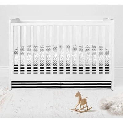 Bacati - Dots Stripes Black/White 10 Pc Crib Bedding Set With Long Rail Guard Cover 9 Bacati - Dots Stripes Black/White 10 Pc Crib Bedding Set With Long Rail Guard Cover - Image 7