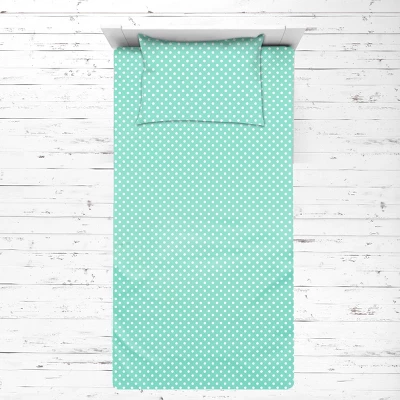 Bacati - Mint Pin Dots 3 Pc Toddler Bed Sheet Set 4 Bacati - Mint Pin Dots 3 Pc Toddler Bed Sheet Set - Image 2