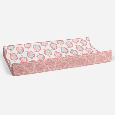 Bacati - Sophia Paisley Aqua/Coral Paisley Changing Pad Cover 4 Bacati - Sophia Paisley Aqua/Coral Paisley Changing Pad Cover - Image 2