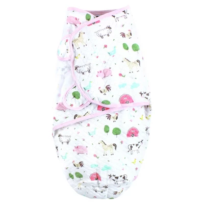 Hudson Baby Infant Girl Quilted Cotton Swaddle Wrap 3pk, Girl Farm Animals, 0-3 Months 4 Hudson Baby Infant Girl Quilted Cotton Swaddle Wrap 3pk, Girl Farm Animals, 0-3 Months - Image 2