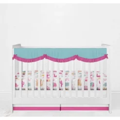 Bacati - Little Dino Girls Fuchsia/Aqua Muslin 6 Pc Crib Bedding Set With Crib Musical Mobile -Baby Furniture Store GUEST 6682268a 3bba 4346 806a b013af4d64b7