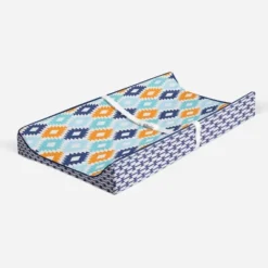 Bacati - Liam Printed Kilim Aqua/Orange/Navy Quilted Changing Pad Cover -Baby Furniture Store GUEST 66943420 9c89 4049 b24b c26c3ff95078