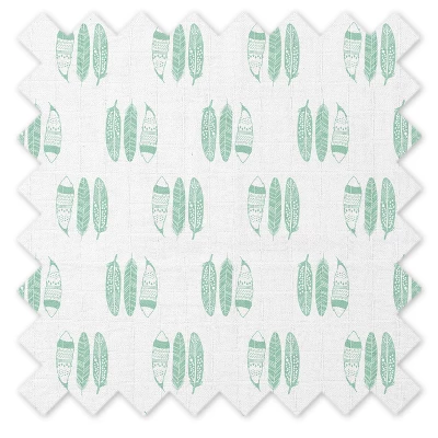 Bacati - Noah Mint Feathers Quilted Muslin Changing Pad Cover 10 Bacati - Noah Mint Feathers Quilted Muslin Changing Pad Cover - Image 8