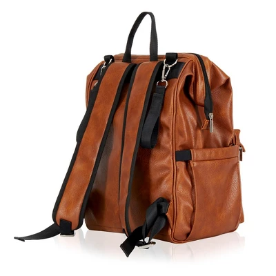 Hannah & Sophia Soho Large Traverse Baby Diaper Bag Backpack In Cognac, Water Resistant Changing Pad & Mini Mom Tote Included, Brown 7 Hannah & Sophia Soho Large Traverse Baby Diaper Bag Backpack In Cognac, Water Resistant Changing Pad & Mini Mom Tote Included, Brown - Image 5