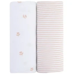 Ely's & Co. Baby Fitted Sheet 100% Combed Jersey Cotton Mauve Tulip + Stripes -Baby Furniture Store GUEST 6ee5ea35 48b4 441a b852 4420e7b086ee