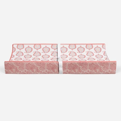 Bacati - Sophia Paisley Aqua/Coral Paisley Changing Pad Cover 7 Bacati - Sophia Paisley Aqua/Coral Paisley Changing Pad Cover - Image 5