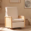 Babyletto Sumba Swivel Glider With Cane - Performance Cream Eco-Weave/Light Wood Base