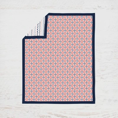 Bacati - Olivia Coral Navy 10 Pc Girls Crib Bedding Set With 2 Crib Fitted Sheets 6 Bacati - Olivia Coral Navy 10 Pc Girls Crib Bedding Set With 2 Crib Fitted Sheets - Image 4