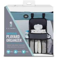 LA Baby Universal Playard Nursery Organizer And Diaper Caddy For Baby's Essentials - Gray