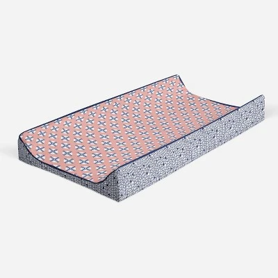 Bacati - Olivia Printed Dot/Cross Coral/Navy Quilted Changing Pad Cover 8 Bacati - Olivia Printed Dot/Cross Coral/Navy Quilted Changing Pad Cover - Image 6